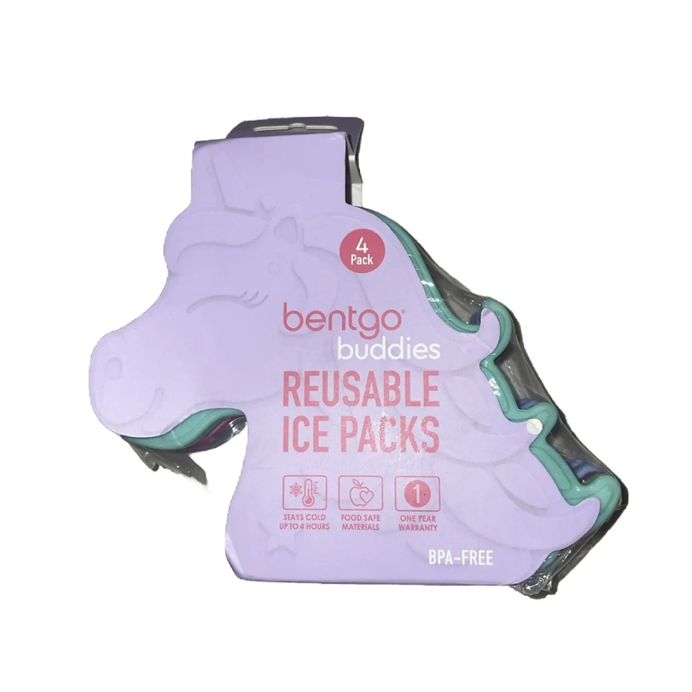 Bentgo Buddies Reusable Ice Packs Slim Unicorn Ice Packs for Lunch Boxes 4 Pack